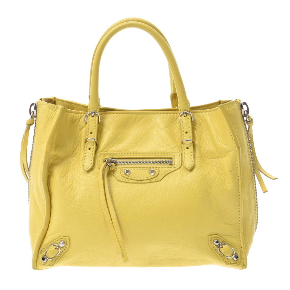 BALENCIAGA The Paper Bag Yellow Calfskin Handbag